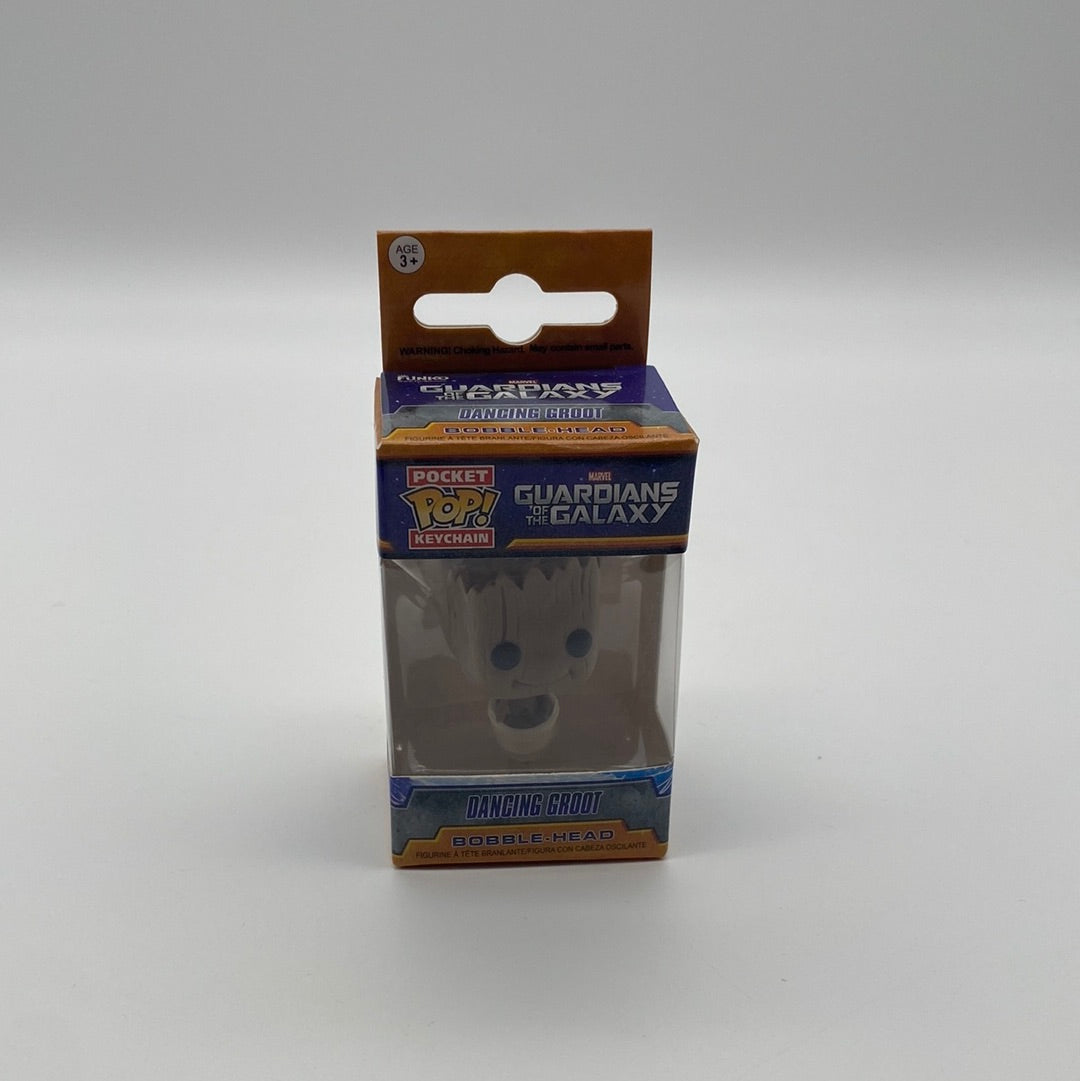 The front of the box and bubble. The bubble is sealed, the action figure inside is groot in a pot 