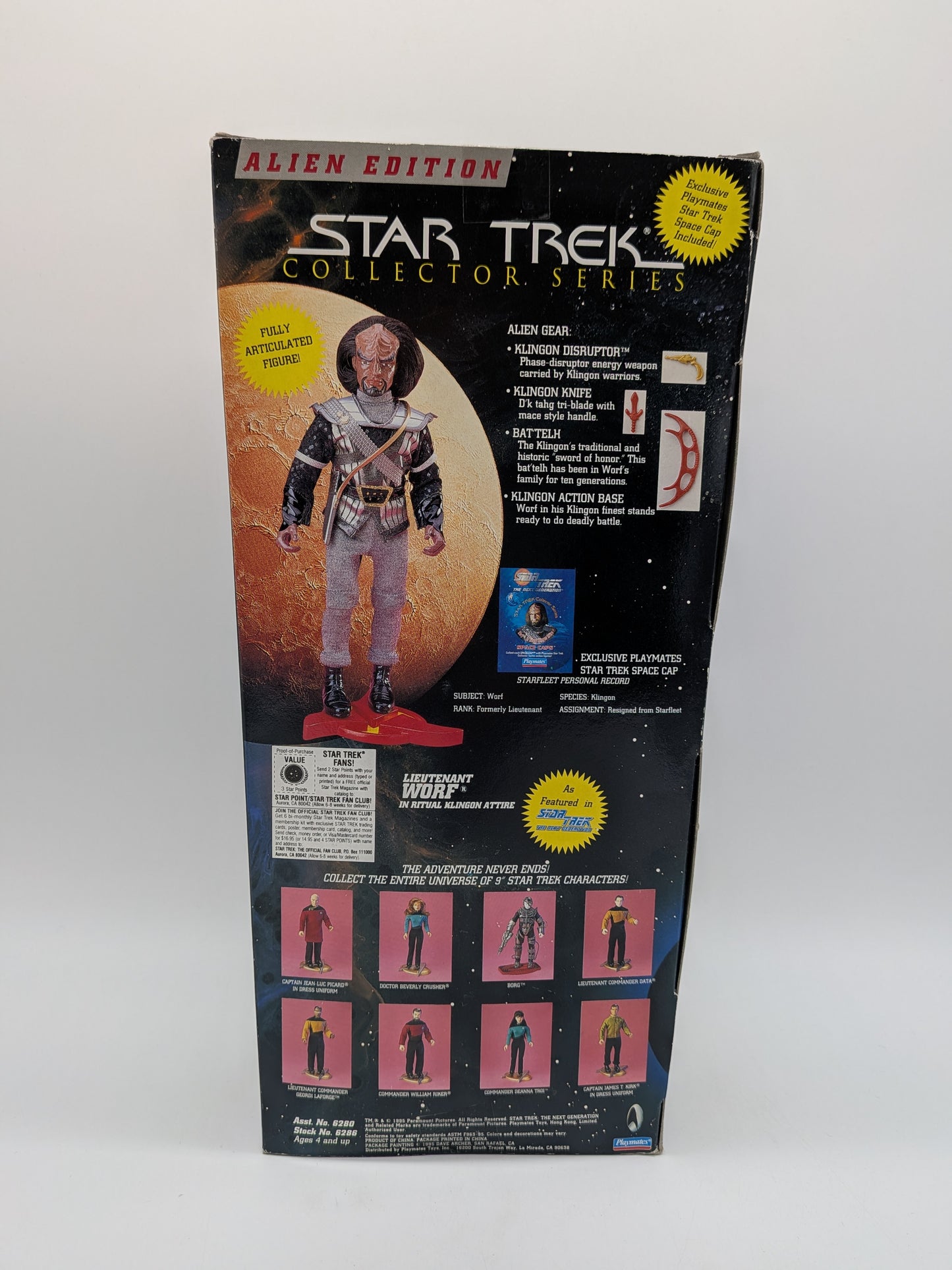 Playmates 1995 Star Trek Collector Series Worf 9" Action Figure