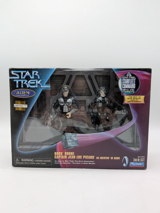 Playmates 1999 Star Trek Alien Series Borg Drone and Captain Jean-Luc Picard as Locutus of Borg Action Figures