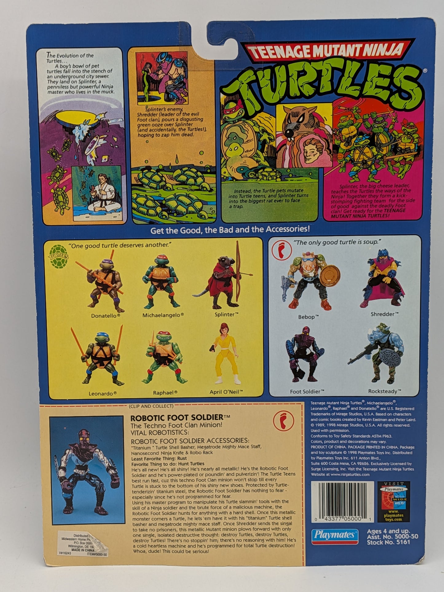 Playmates 1998 Teenage Mutant Ninja Turtles (TMNT) Robotic Foot Soldier Action Figure