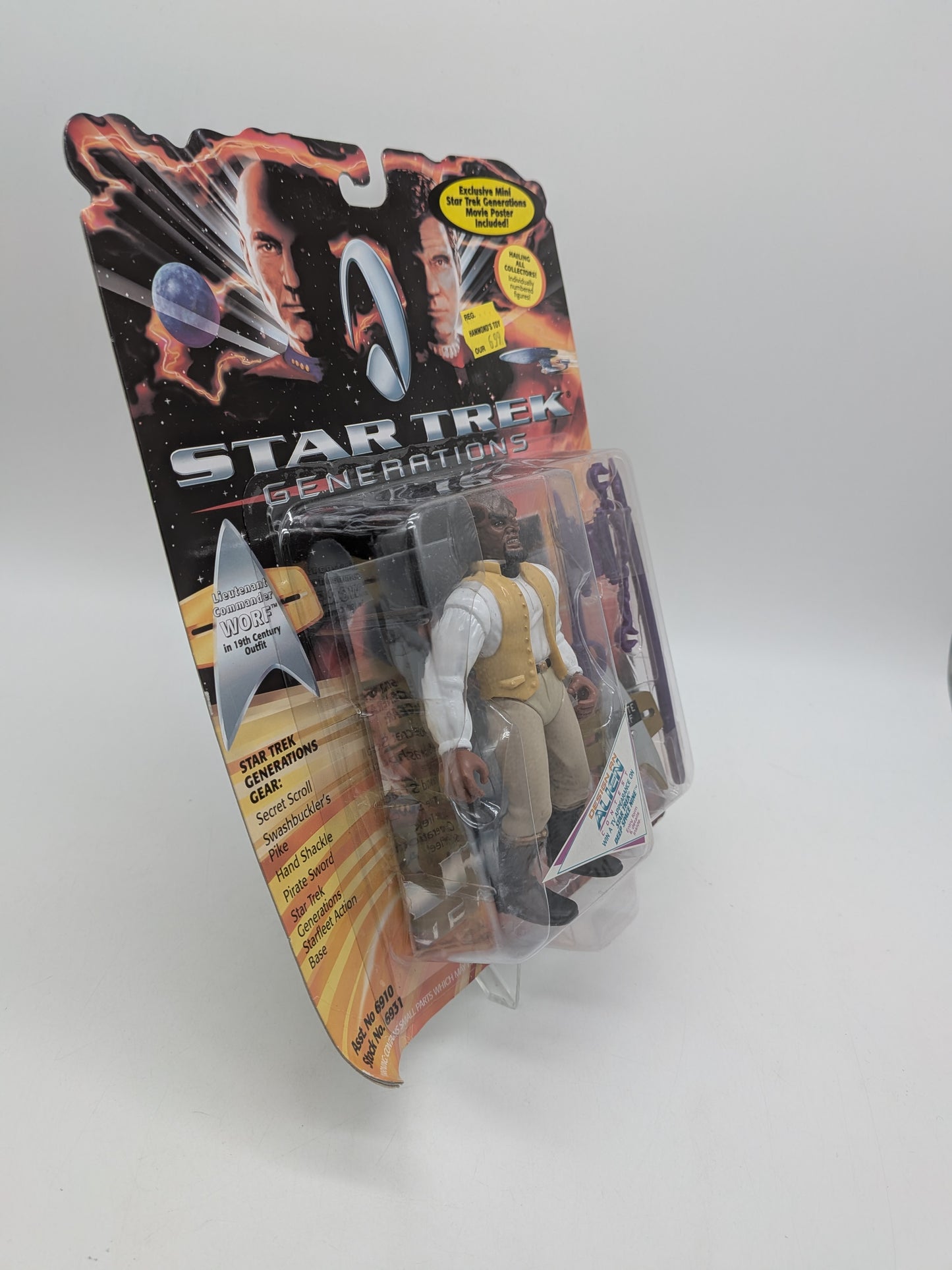 Playmates 1994 Star Trek Generations Lt. Commander Worf in 19th Century Outfit Action Figure