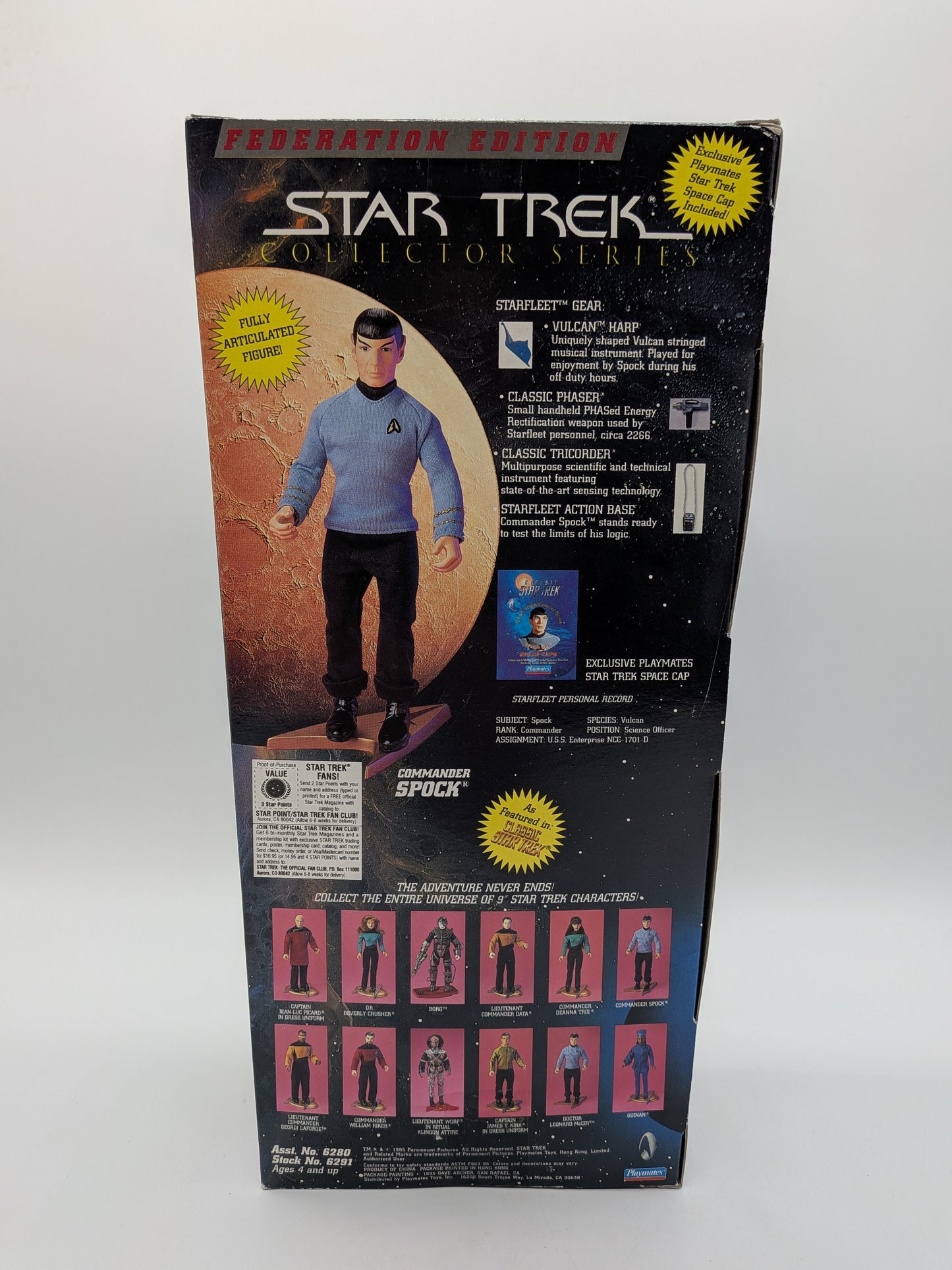 Playmates 1995 Star Trek Collector Series Commander Spock 9" Action Figure