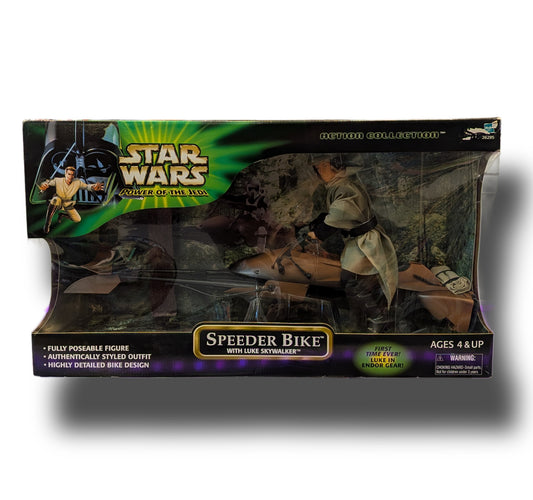 Hasbro 2001 Star Wars Power Of The Jedi Speeder Bike With Luke Skywalker