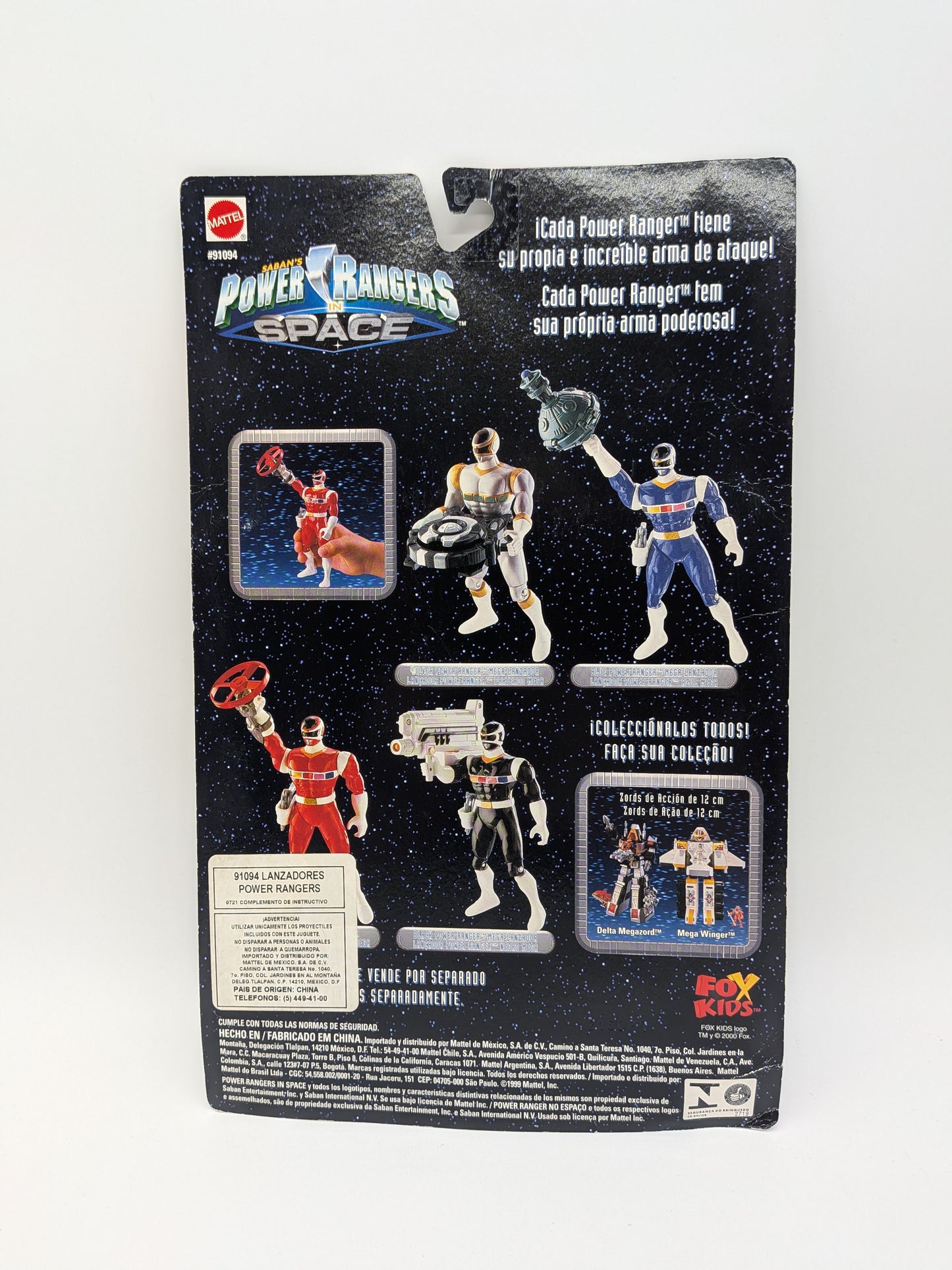 Mattel 2000 Power Rangers in Space Black Lanzador Action Figure (Latin America Version)