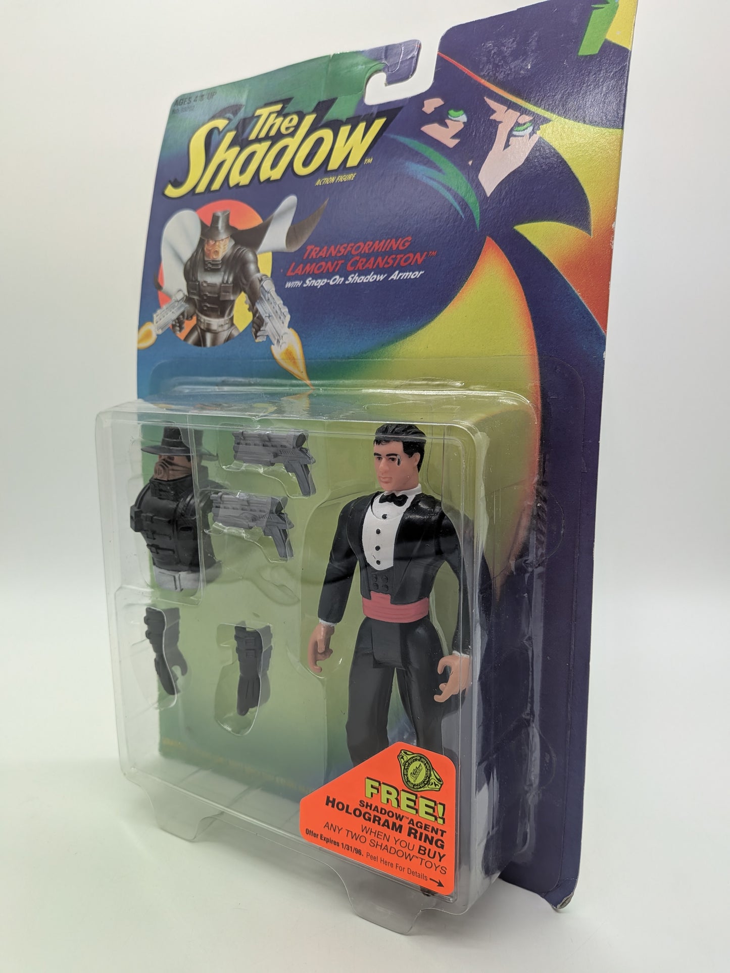 Kenner 1994 The Shadow Transforming Lamont Cranston with Snap-On Shadow Armor Action Figure