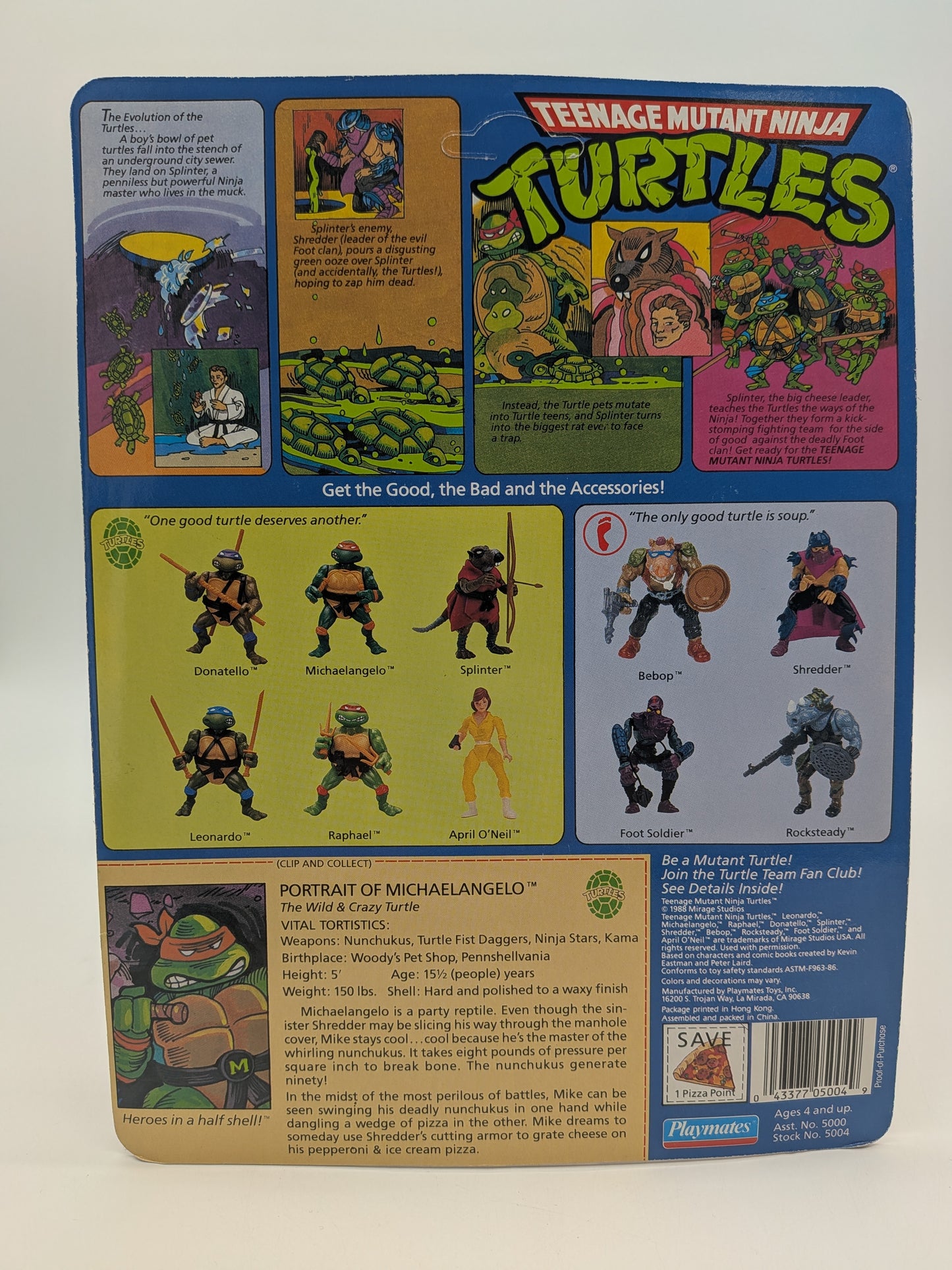 Playmates 1988 Teenage Mutant Ninja Turtles Michelangelo Action Figure