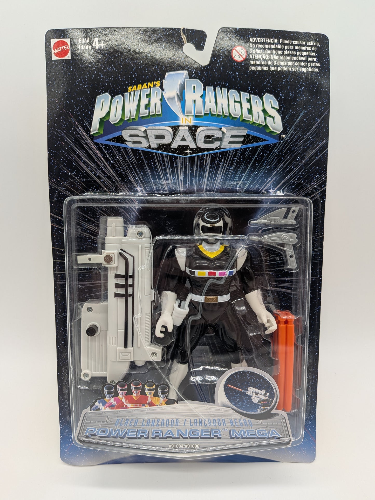 Mattel 2000 Power Rangers in Space Black Lanzador Action Figure (Latin America Version)