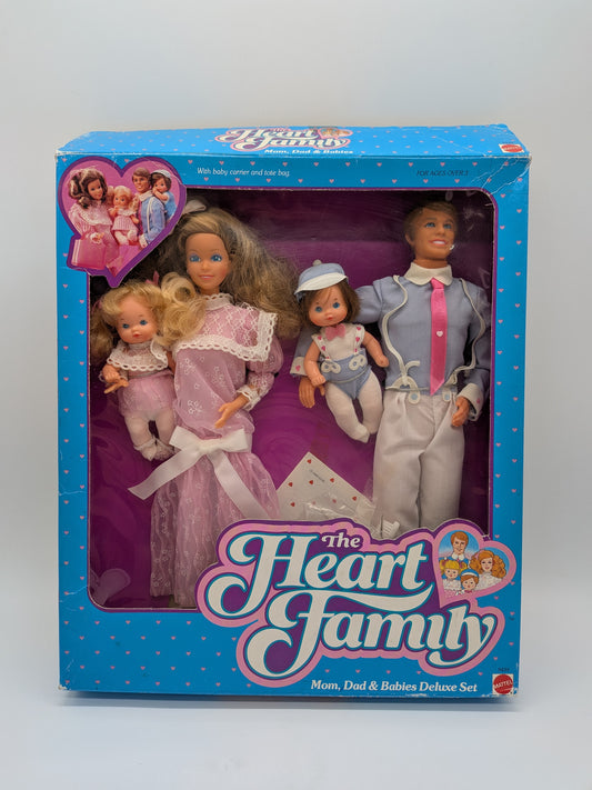 Mattel 1984 Barbie Doll's Friends! The Heart Family Mom, Dad & Babies Doll set
