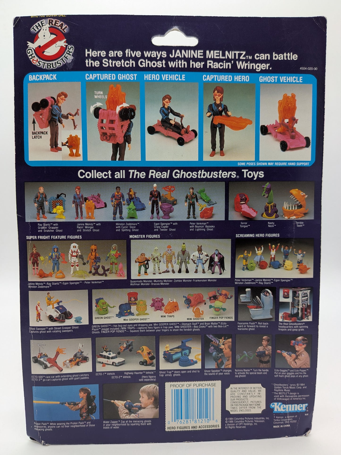 Kenner 1986 The Real Ghostbusters Janine Melnitz with Racin' Wringer and Stretch Ghost Action Figure