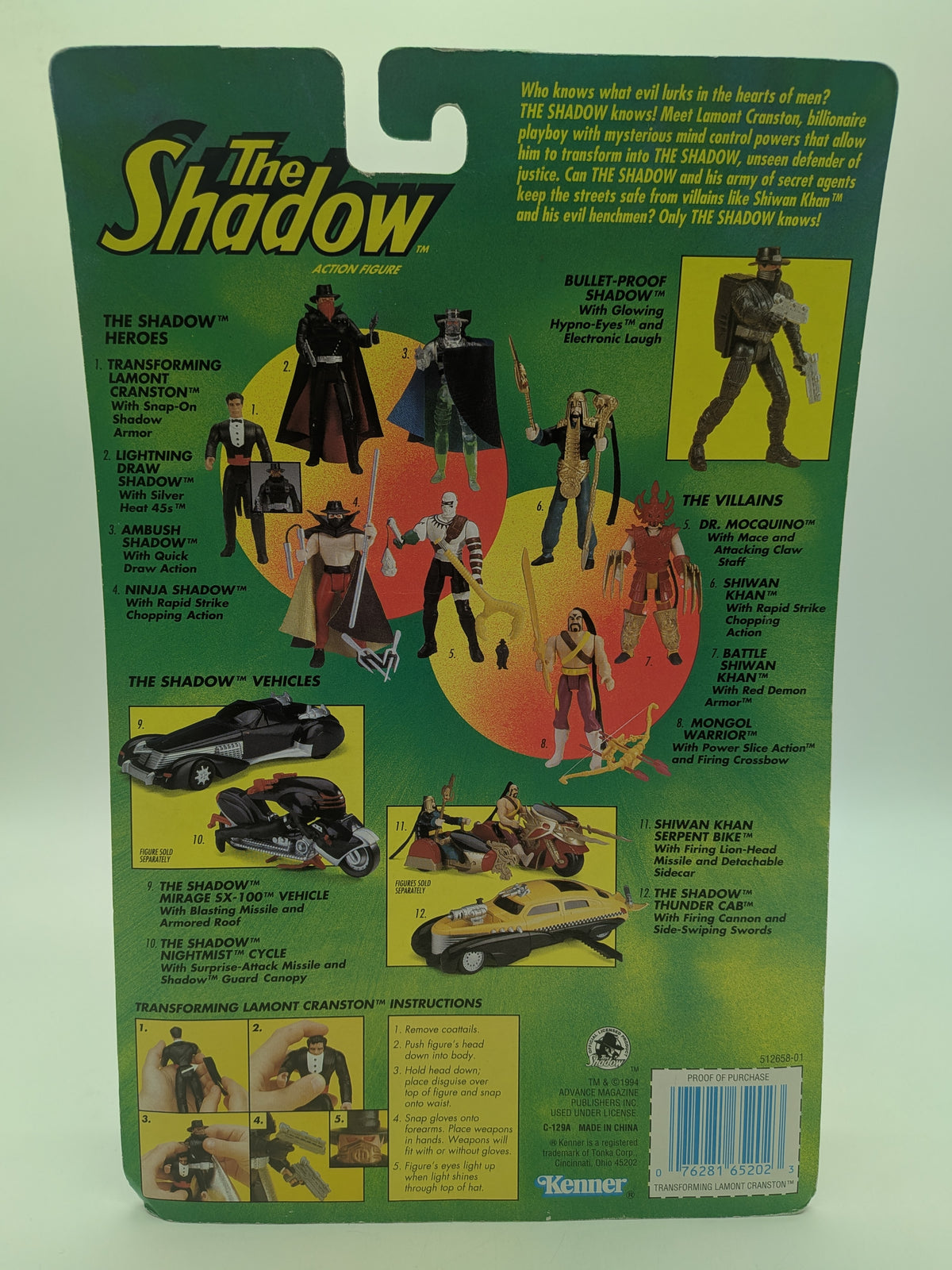 Kenner 1994 The Shadow Transforming Lamont Cranston with Snap-On Shadow Armor Action Figure, photo 4 of 4
