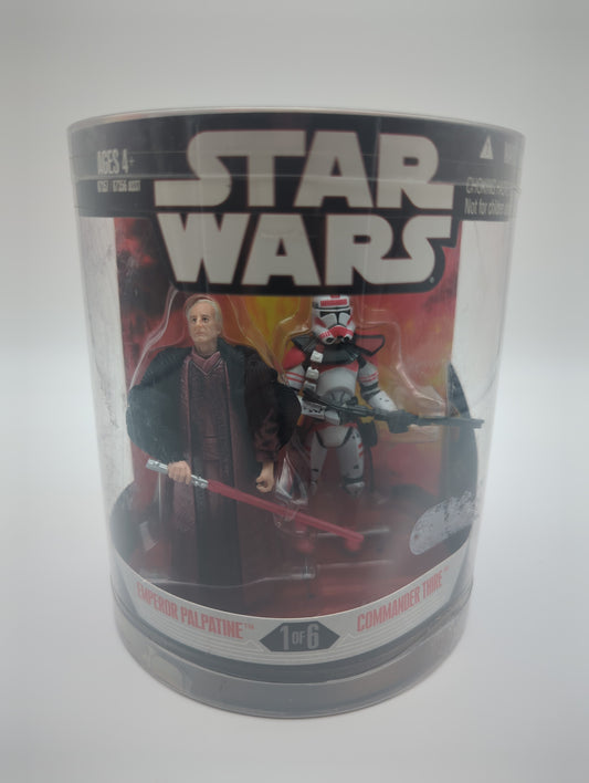2006 Hasbro Star Wars Order 66 Emperor Palpatine and Commander Thire Action Figures