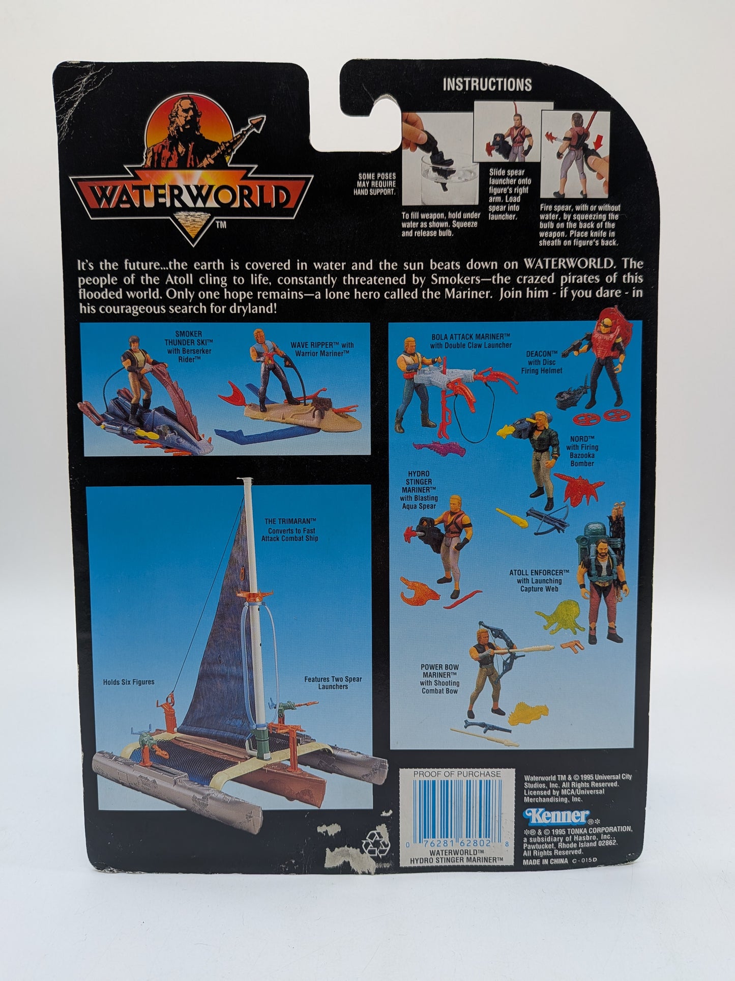 Tonka 1995 Waterworld Hydro Stinger Mariner with Blasting Aqua Spear and Mutant Manta Ray Action Figure