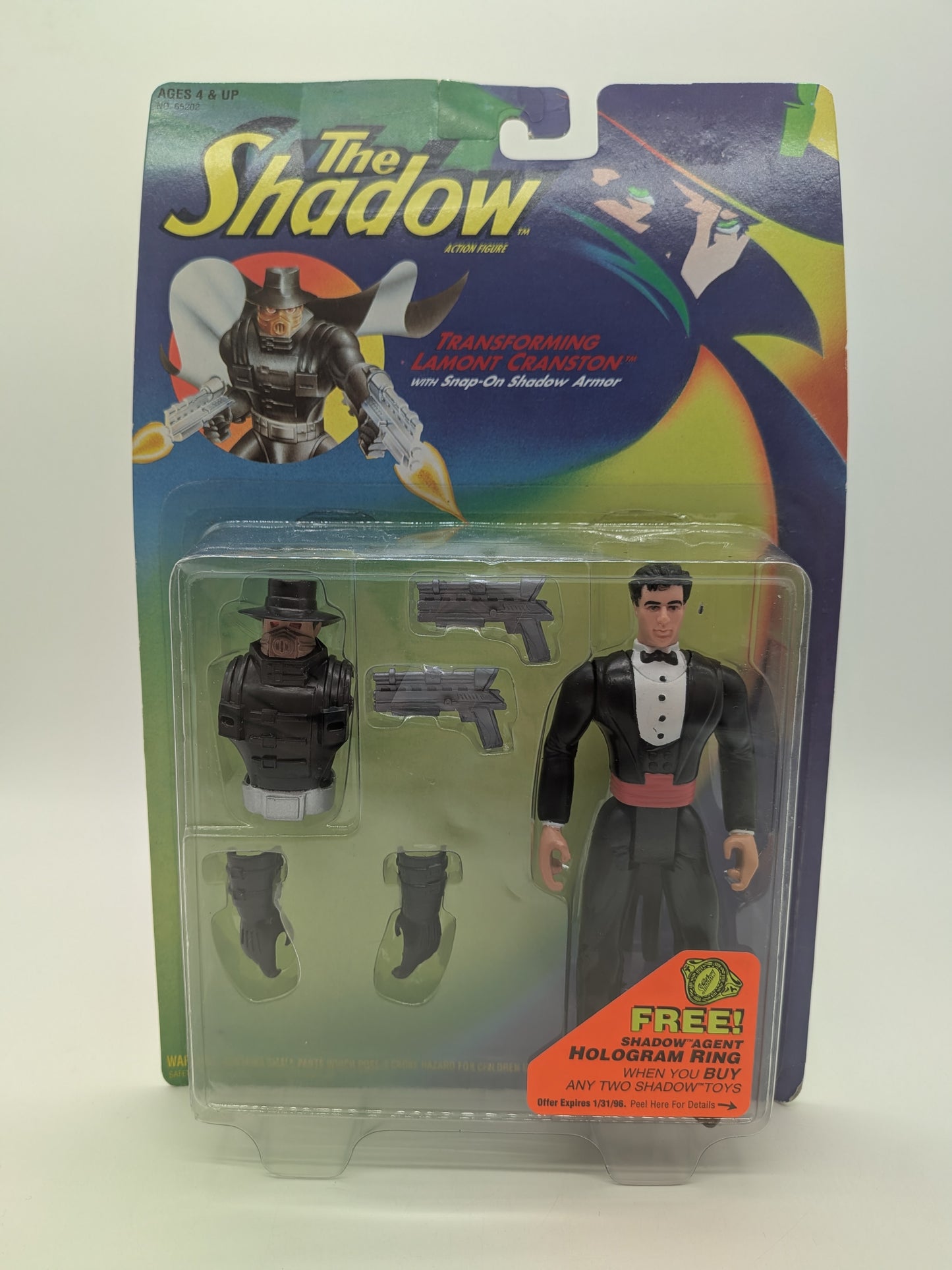 Kenner 1994 The Shadow Transforming Lamont Cranston with Snap-On Shadow Armor Action Figure