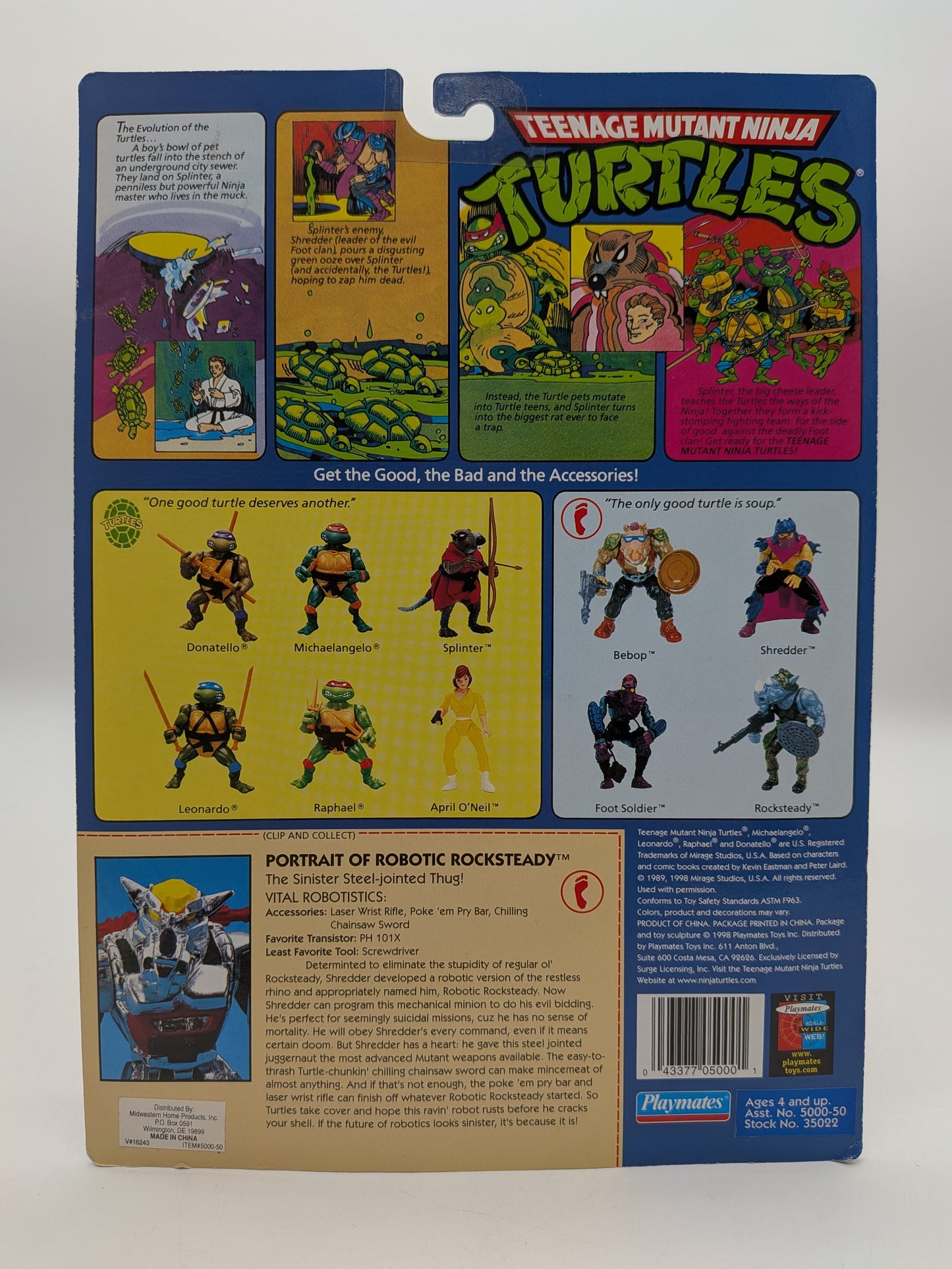 Playmates 1998 Teenage Mutant Ninja Turtles Robotic Rocksteady Action Figure