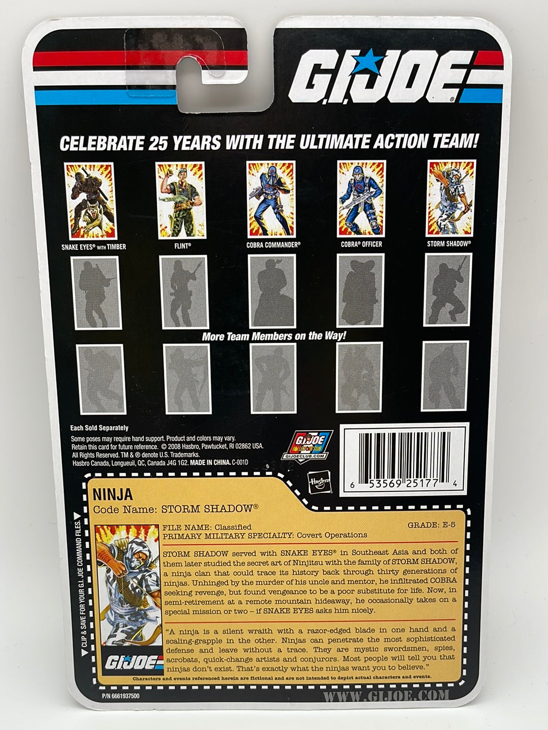 GI Joe 25th Anniversary: Cobra Ninja Code Name: Storm Shadow, 2008 Action Figure