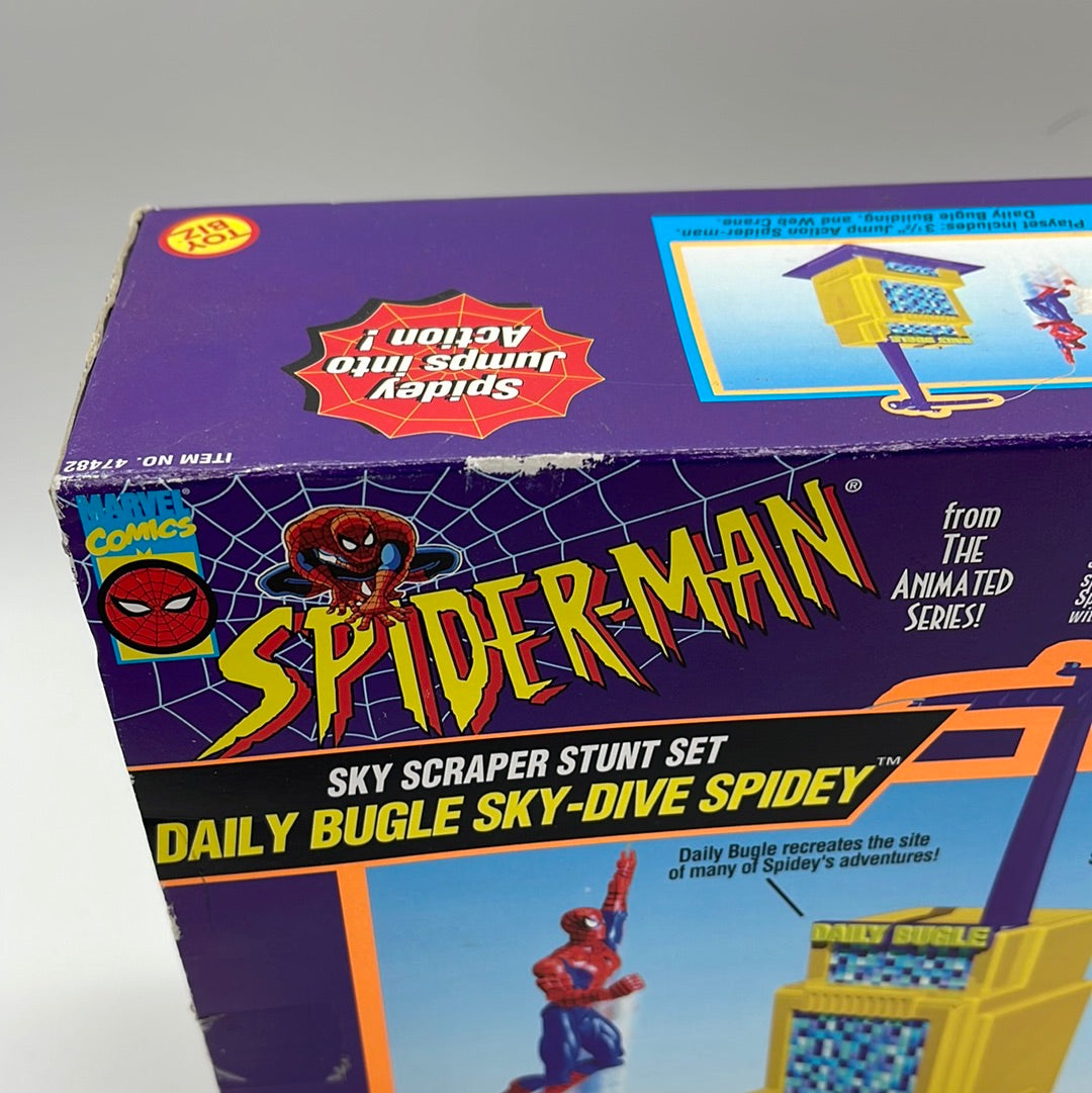 1996 Toy Biz Spider-Man Sky Scraper Stunt Set Daily Bugle Sky-Dive Spidey