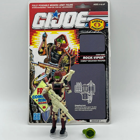 GI Joe Cobra Rock Viper v1, 1990 Figure with Full File Card Back *100% Complete